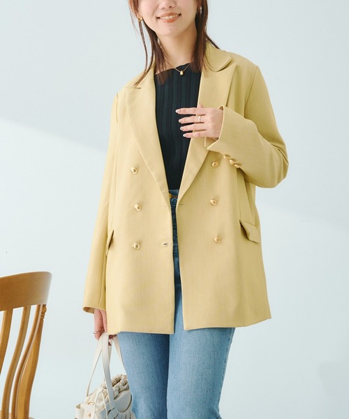 Chez toi（シェトワ）の「ゴールドボタンテーラードジャケット（テーラードジャケット・レディース・ベージュ/ネイビー/イエロー・FREE）」の9枚目の写真