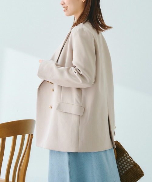 Chez toi（シェトワ）の「ゴールドボタンテーラードジャケット（テーラードジャケット・レディース・ベージュ/ネイビー/イエロー・FREE）」の18枚目の写真