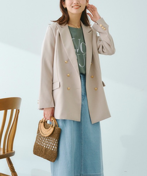 Chez toi（シェトワ）の「ゴールドボタンテーラードジャケット（テーラードジャケット・レディース・ベージュ/ネイビー/イエロー・FREE）」の14枚目の写真