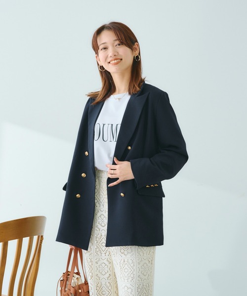 Chez toi（シェトワ）の「ゴールドボタンテーラードジャケット（テーラードジャケット・レディース・ベージュ/ネイビー/イエロー・FREE）」の10枚目の写真