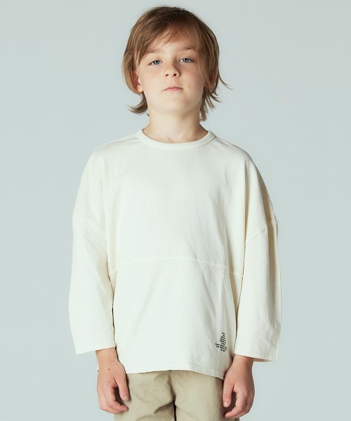 Smoothy(スムージー)の「SMOOTHY USA切り替え7分袖TEE(Tシャツ/カットソー・キッズ・サックスブルー/アイボリー/ブラック・SMALL/X-LARGE/LARGE/MEDIUM)」の3枚目の写真