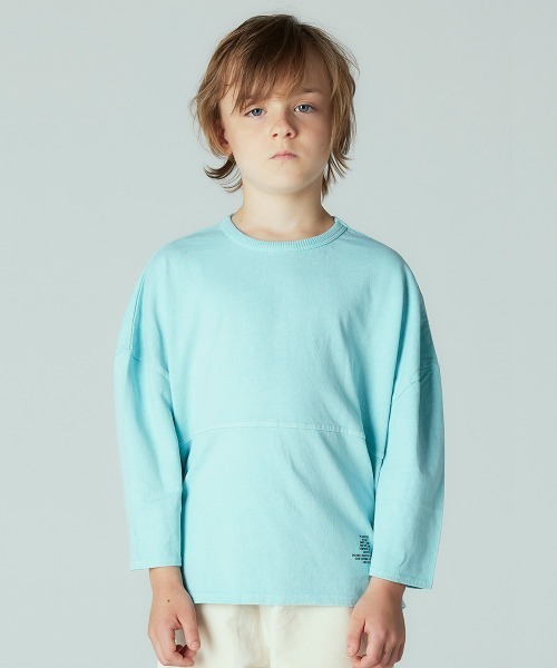 Smoothy(スムージー)の「SMOOTHY USA切り替え7分袖TEE(Tシャツ/カットソー・キッズ・サックスブルー/アイボリー/ブラック・SMALL/X-LARGE/LARGE/MEDIUM)」の1枚目の写真