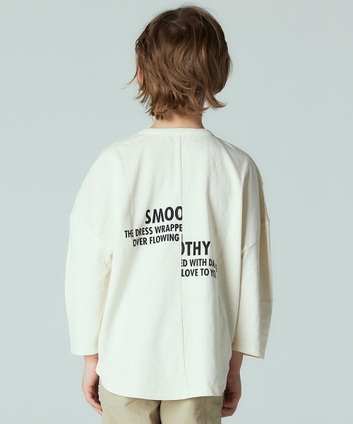 Smoothy(スムージー)の「SMOOTHY USA切り替え7分袖TEE(Tシャツ/カットソー・キッズ・サックスブルー/アイボリー/ブラック・SMALL/X-LARGE/LARGE/MEDIUM)」の7枚目の写真