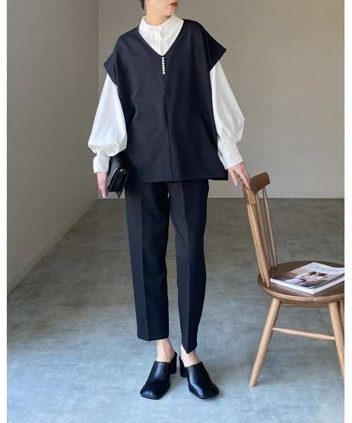 はる　定価18,455円 パール付ケープ＋トップス＋パンツセットアップ３点 She's Closet（シーズクローゼット）の「【低身長向け/高身長