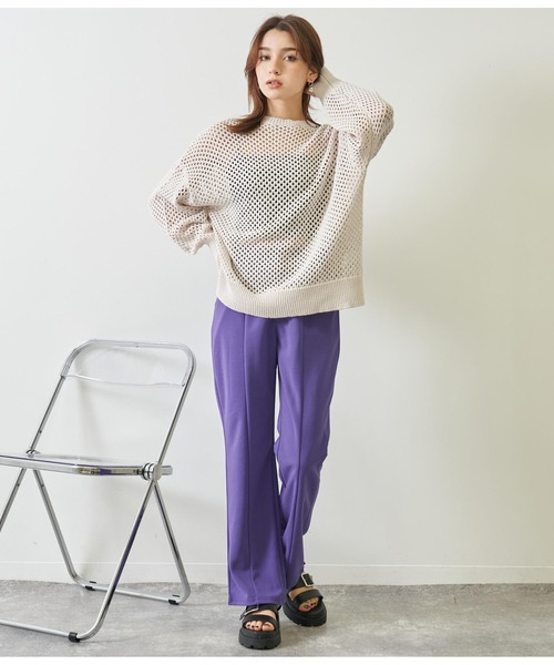 ANAP(アナップ)の「ジョーゼットセミフレアパンツ(その他パンツ・レディース・グレイッシュベージュ/ブラック/パープル・FREE)」の6枚目の写真