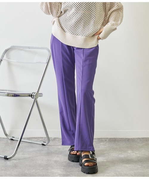 ANAP(アナップ)の「ジョーゼットセミフレアパンツ(その他パンツ・レディース・グレイッシュベージュ/ブラック/パープル・FREE)」の4枚目の写真