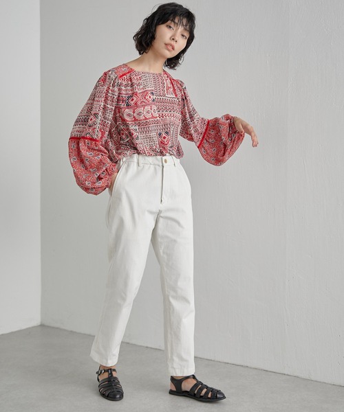ear PAPILLONNER(イアパピヨネ)の「【SUM1 STYLE(スミスタイル)】テープ切り替え柄ブラウス(シャツ/ブラウス・レディース・レッド/グリーン・FREE)」の19枚目の写真