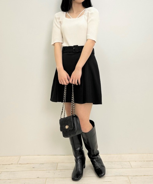 INGNI（イング）の「ホルタースクエアネック5分袖ニット（ニット