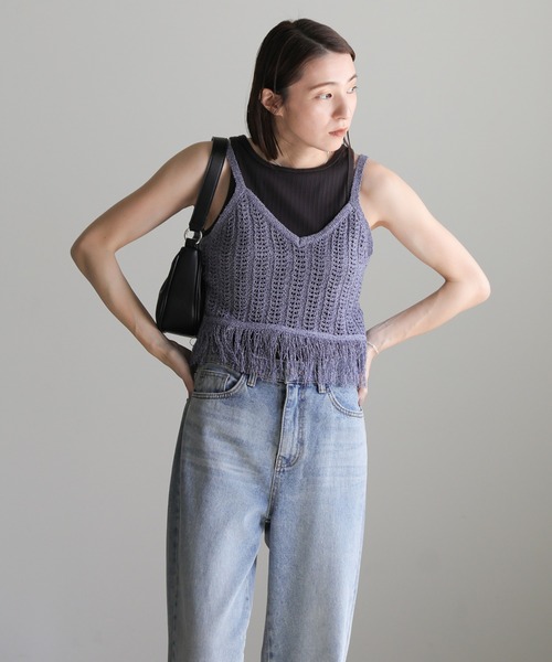 裾フリンジニットビスチェ（ベスト）｜select MOCA（セレクトモカ）の