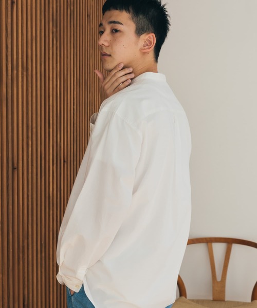 FORK&SPOON（フォークアンドスプーン）の「FORK&SPOON　コットンスラブロングスリーブシャツ（シャツ/ブラウス・メンズ・ホワイト/ストライプ・4/5）」の4枚目の写真