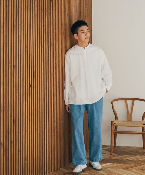 FORK&SPOON（フォークアンドスプーン）の「FORK&SPOON　コットンスラブロングスリーブシャツ（シャツ/ブラウス・メンズ・ホワイト/ストライプ・4/5）」の6枚目の写真