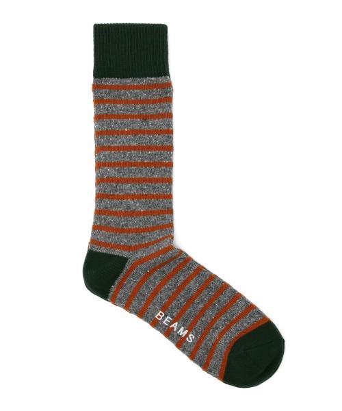 BEAMS(ビームス)の「BEAMS / ネップボーダー ソックス(ソックス/靴下・メンズ・オフホワイト/グレー/ブラック/ベージュ/ブルー系その他/ネイビー・ONE SIZE)」の4枚目の写真