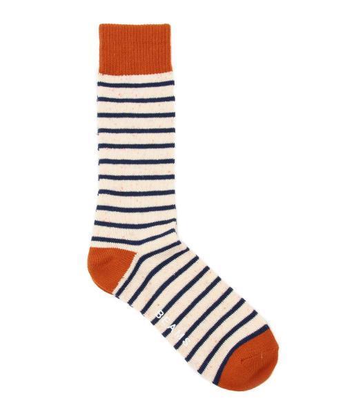 BEAMS(ビームス)の「BEAMS / ネップボーダー ソックス(ソックス/靴下・メンズ・オフホワイト/グレー/ブラック/ベージュ/ブルー系その他/ネイビー・ONE SIZE)」の2枚目の写真