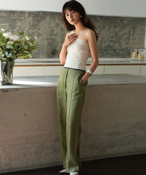 SAISON DE PAPILLON(セゾンドパピヨン)の「ワンショルダーニットタンクトップ(タンクトップ・レディース・ブルー/ブラック/アイボリー/カーキ/ピンク/チャコール・S/M/L)」の19枚目の写真