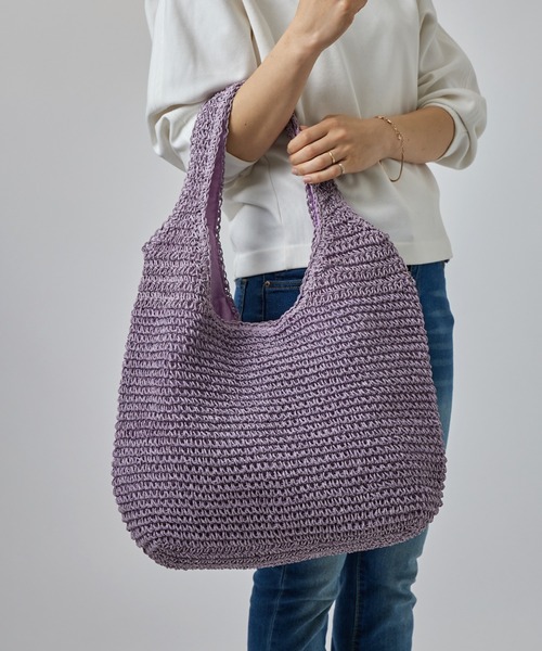 SETUP7（セットアップセブン）の「【SETUP7】ソフトラウンドかごトートバッグ SNBD ※（かごバッグ・レディース・ライトグリーン/ベージュ/グレイッシュベージュ/ライトベージュ/パープル/ライトブルー・FREE）」の6枚目の写真