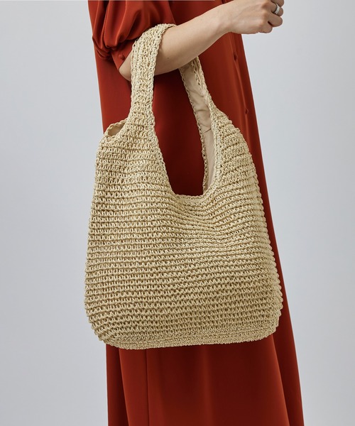 SETUP7（セットアップセブン）の「【SETUP7】ソフトラウンドかごトートバッグ SNBD ※（かごバッグ・レディース・ライトグリーン/ベージュ/グレイッシュベージュ/ライトベージュ/パープル/ライトブルー・FREE）」の3枚目の写真