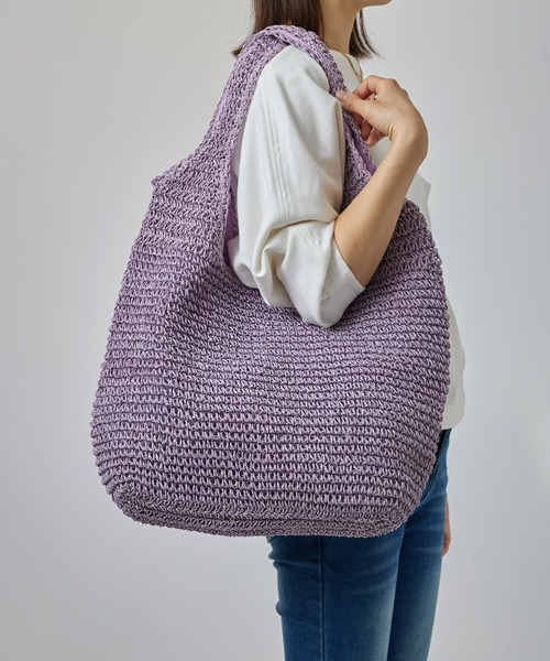 SETUP7（セットアップセブン）の「【SETUP7】ソフトラウンドかごトートバッグ SNBD ※（かごバッグ・レディース・ライトグリーン/ベージュ/グレイッシュベージュ/ライトベージュ/パープル/ライトブルー・FREE）」の19枚目の写真