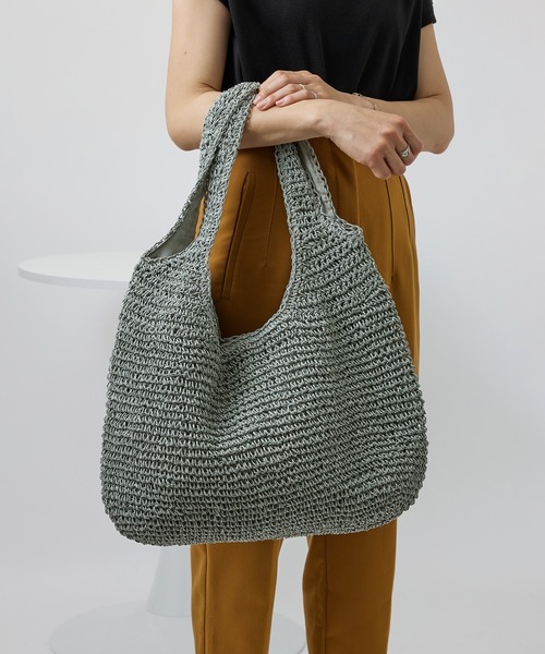 SETUP7（セットアップセブン）の「【SETUP7】ソフトラウンドかごトートバッグ SNBD ※（かごバッグ・レディース・ライトグリーン/ベージュ/グレイッシュベージュ/ライトベージュ/パープル/ライトブルー・FREE）」の16枚目の写真