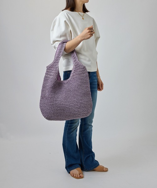 SETUP7（セットアップセブン）の「【SETUP7】ソフトラウンドかごトートバッグ SNBD ※（かごバッグ・レディース・ライトグリーン/ベージュ/グレイッシュベージュ/ライトベージュ/パープル/ライトブルー・FREE）」の21枚目の写真