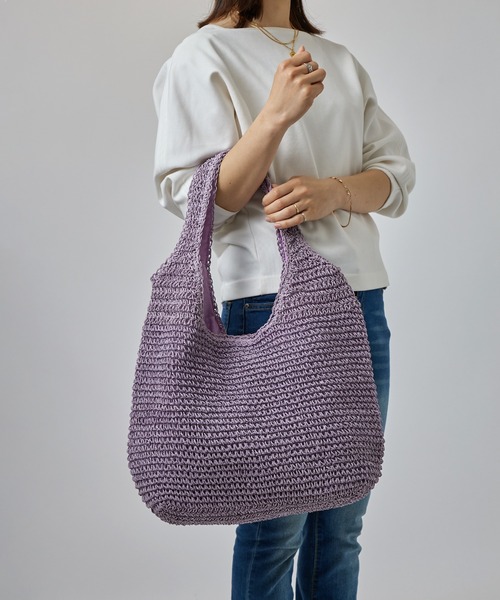 SETUP7（セットアップセブン）の「【SETUP7】ソフトラウンドかごトートバッグ SNBD ※（かごバッグ・レディース・ライトグリーン/ベージュ/グレイッシュベージュ/ライトベージュ/パープル/ライトブルー・FREE）」の20枚目の写真