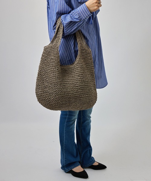 SETUP7（セットアップセブン）の「【SETUP7】ソフトラウンドかごトートバッグ SNBD ※（かごバッグ・レディース・ライトグリーン/ベージュ/グレイッシュベージュ/ライトベージュ/パープル/ライトブルー・FREE）」の14枚目の写真