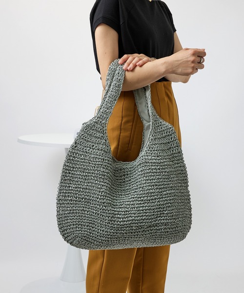 SETUP7（セットアップセブン）の「【SETUP7】ソフトラウンドかごトートバッグ SNBD ※（かごバッグ・レディース・ライトグリーン/ベージュ/グレイッシュベージュ/ライトベージュ/パープル/ライトブルー・FREE）」の17枚目の写真