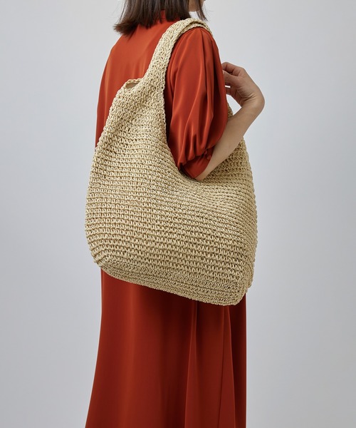 SETUP7（セットアップセブン）の「【SETUP7】ソフトラウンドかごトートバッグ SNBD ※（かごバッグ・レディース・ライトグリーン/ベージュ/グレイッシュベージュ/ライトベージュ/パープル/ライトブルー・FREE）」の8枚目の写真