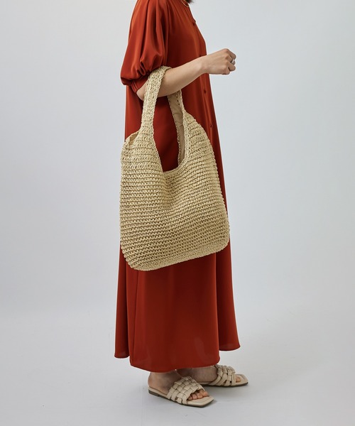 SETUP7（セットアップセブン）の「【SETUP7】ソフトラウンドかごトートバッグ SNBD ※（かごバッグ・レディース・ライトグリーン/ベージュ/グレイッシュベージュ/ライトベージュ/パープル/ライトブルー・FREE）」の10枚目の写真