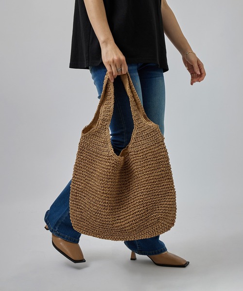 SETUP7（セットアップセブン）の「【SETUP7】ソフトラウンドかごトートバッグ SNBD ※（かごバッグ・レディース・ライトグリーン/ベージュ/グレイッシュベージュ/ライトベージュ/パープル/ライトブルー・FREE）」の12枚目の写真