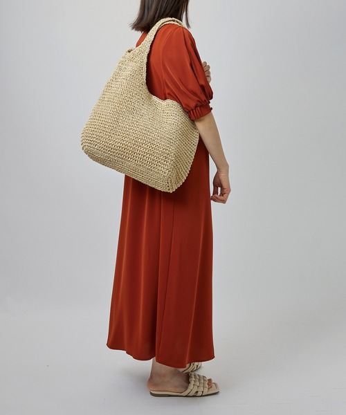 SETUP7（セットアップセブン）の「【SETUP7】ソフトラウンドかごトートバッグ SNBD ※（かごバッグ・レディース・ライトグリーン/ベージュ/グレイッシュベージュ/ライトベージュ/パープル/ライトブルー・FREE）」の11枚目の写真