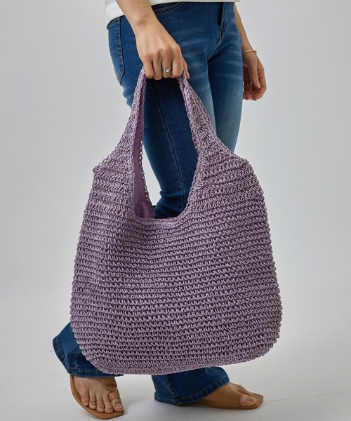 SETUP7（セットアップセブン）の「【SETUP7】ソフトラウンドかごトートバッグ SNBD ※（かごバッグ・レディース・ライトグリーン/ベージュ/グレイッシュベージュ/ライトベージュ/パープル/ライトブルー・FREE）」の22枚目の写真