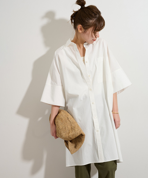 JOURNAL STANDARD relume(ジャーナルスタンダード レリューム)の「コットンブロードコクーンチュニック(シャツ/ブラウス・レディース・ブルー系その他/ホワイト・FREE)」の7枚目の写真