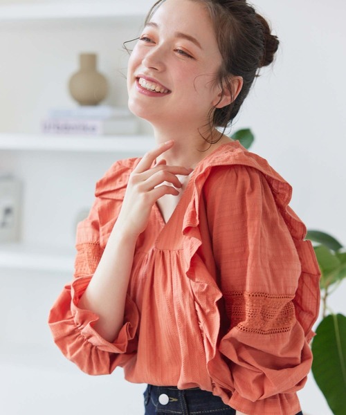 fifth(フィフス)の「コットンフリルブラウス(シャツ/ブラウス・レディース・ホワイト/オレンジ・M)」の16枚目の写真