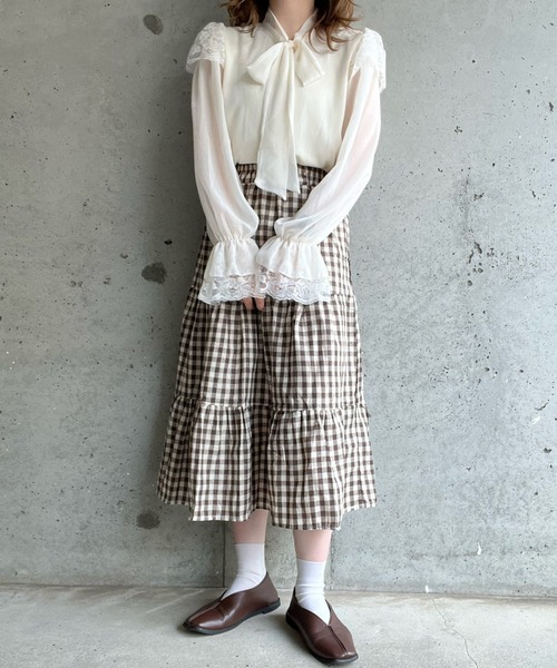 cuorequal（クオレコール）の「チェックティアードスカート（スカート・レディース・ブラウン/ブラック・MEDIUM/SMALL/LARGE）」の22枚目の写真