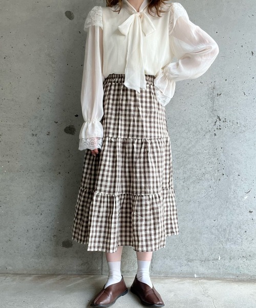 cuorequal（クオレコール）の「チェックティアードスカート（スカート・レディース・ブラウン/ブラック・MEDIUM/SMALL/LARGE）」の20枚目の写真