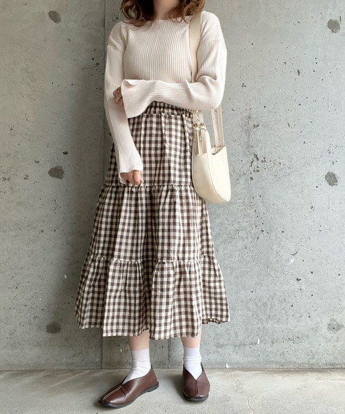 cuorequal（クオレコール）の「チェックティアードスカート（スカート・レディース・ブラウン/ブラック・MEDIUM/SMALL/LARGE）」の9枚目の写真
