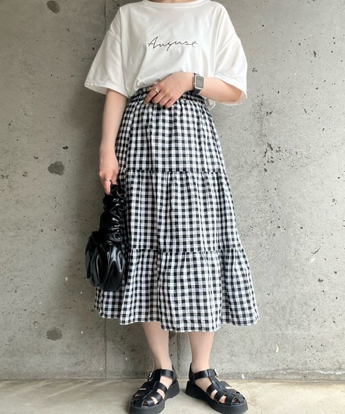 cuorequal（クオレコール）の「チェックティアードスカート（スカート・レディース・ブラウン/ブラック・MEDIUM/SMALL/LARGE）」の6枚目の写真