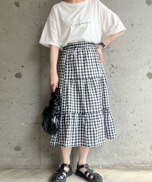 cuorequal（クオレコール）の「チェックティアードスカート（スカート・レディース・ブラウン/ブラック・MEDIUM/SMALL/LARGE）」の4枚目の写真