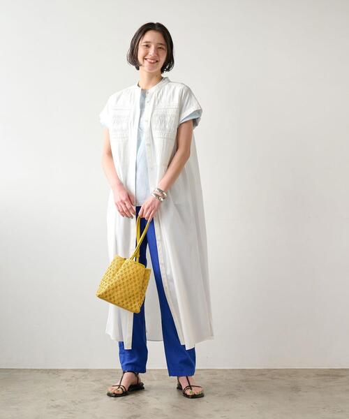 green label relaxing（グリーンレーベルリラクシング）の「［size SHORT/TALLあり］INDIA ピンタック ワンピース（シャツワンピース・レディース・ホワイト/ライトブルー/ブラック・FREE/SHORT/TALL）」の4枚目の写真