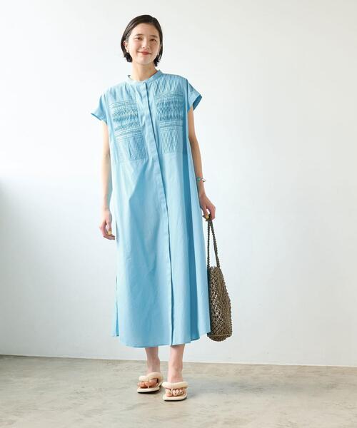 green label relaxing（グリーンレーベルリラクシング）の「［size SHORT/TALLあり］INDIA ピンタック ワンピース（シャツワンピース・レディース・ホワイト/ライトブルー/ブラック・FREE/SHORT/TALL）」の6枚目の写真