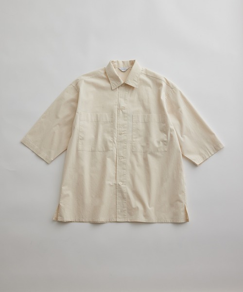 ADAM ET ROPE'(アダムエロペ)の「オーバーサイズ ステイカラー 3/4 スリーブ シャツ / 黄ばみ軽減(シャツ/ブラウス・メンズ・ホワイト/キナリ/ブルー系その他5・L/M)」の18枚目の写真