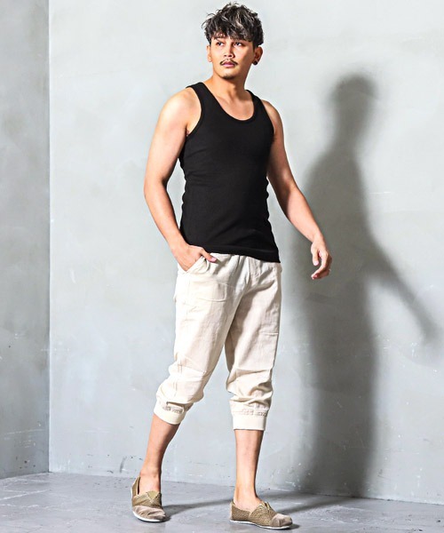 LUXSTYLE（ラグスタイル）の「テレコタンクトップ（タンクトップ・メンズ・ホワイト/ブラック/チャコール/ミックスグレー・M/XL/L）」の7枚目の写真