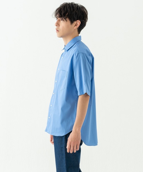 セール】リラックスバックプリーツシャツ半袖＜ブルー＞（シャツ