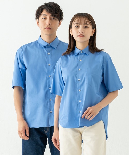 BRICK & SONS(ブリックアンドサンズ)の「リラックスバックプリーツシャツ半袖<ブルー>(シャツ/ブラウス・メンズ・ブルー・XS/S/M/L)」の13枚目の写真