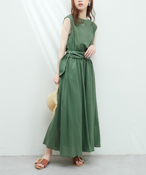 natural couture(ナチュラルクチュール)の「べっ甲Dかん太ベルト涼しげワンピース(ワンピース・レディース・ブラック/ブルー/グリーン/チェック/ミント/その他1/その他2/ベージュ/レッド・FREE)」の21枚目の写真