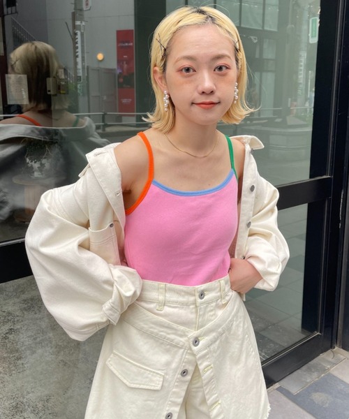 HELLO.SANFRANCISCO（ハローサンフランシスコ）の「【HELLO.SANFRANCISCO/ハローサンフランシスコ】配色ストラップキャミ（キャミソール・レディース・ピンク/ネイビー・FREE）」の16枚目の写真