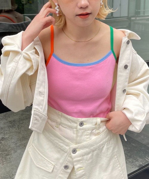 HELLO.SANFRANCISCO（ハローサンフランシスコ）の「【HELLO.SANFRANCISCO/ハローサンフランシスコ】配色ストラップキャミ（キャミソール・レディース・ピンク/ネイビー・FREE）」の6枚目の写真