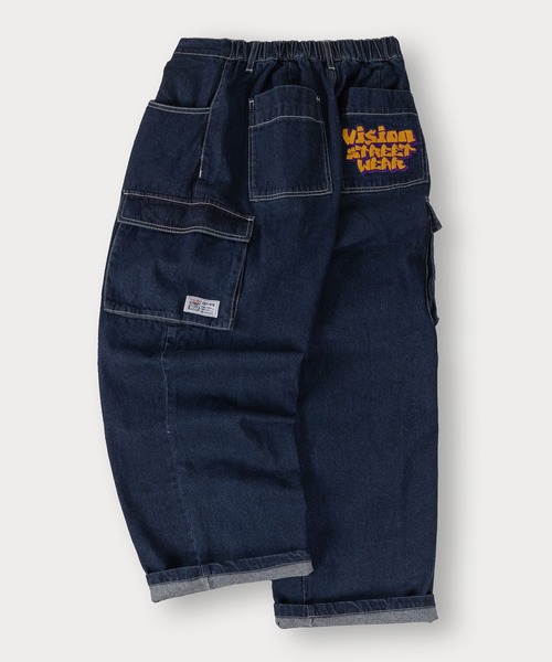 VISION STREET WEAR(ヴィジョンストリートウェア)の「【VISION STREET WEAR/ヴィジョンストリートウェア】グラフィックロゴワイドデニムカーゴパンツ/イージーパンツ(デニムパンツ・メンズ・グレー/ブラック/ネイビー/サックスブルー・M/L/XL)」の1枚目の写真