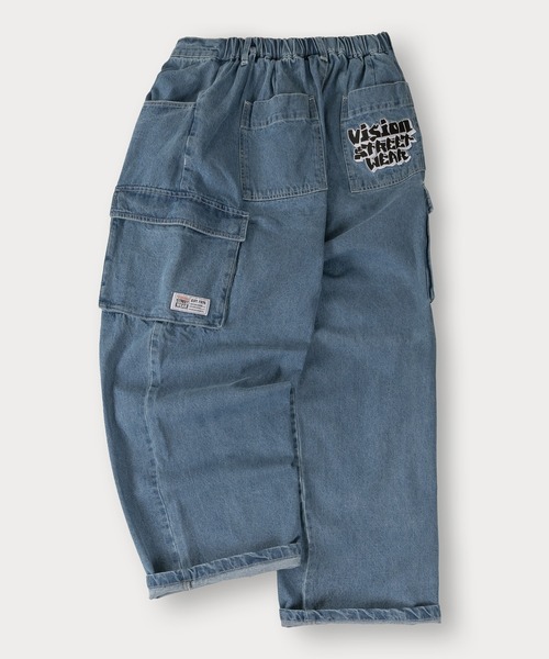 VISION STREET WEAR(ヴィジョンストリートウェア)の「【VISION STREET WEAR/ヴィジョンストリートウェア】グラフィックロゴワイドデニムカーゴパンツ/イージーパンツ(デニムパンツ・メンズ・グレー/ブラック/ネイビー/サックスブルー・M/L/XL)」の4枚目の写真