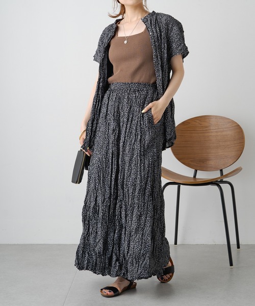 PUAL CE CIN(ピュアルセシン)の「小花プリントクリンクルスカート(スカート・レディース・ベージュ/ブラック・FREE)」の17枚目の写真